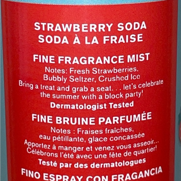 Bath & Body Works Strawberry Soda Fine Fragrance Mist 8oz Discontinued New - Picture 3 of 3